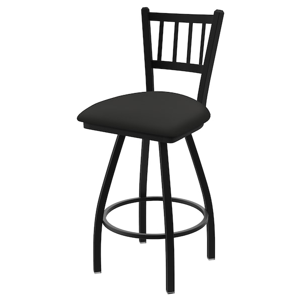 36" Swivel Bar Stool, Black Wrinkle, Canter Iron Seat